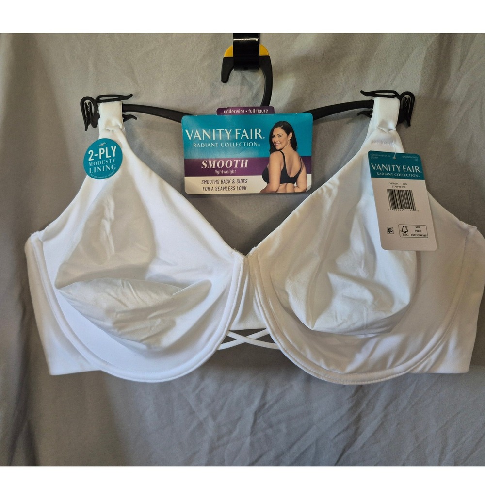 Vanity Fair Beauty Back Smoothing Full Figure Underwire Bra 76380 White 44D NWT